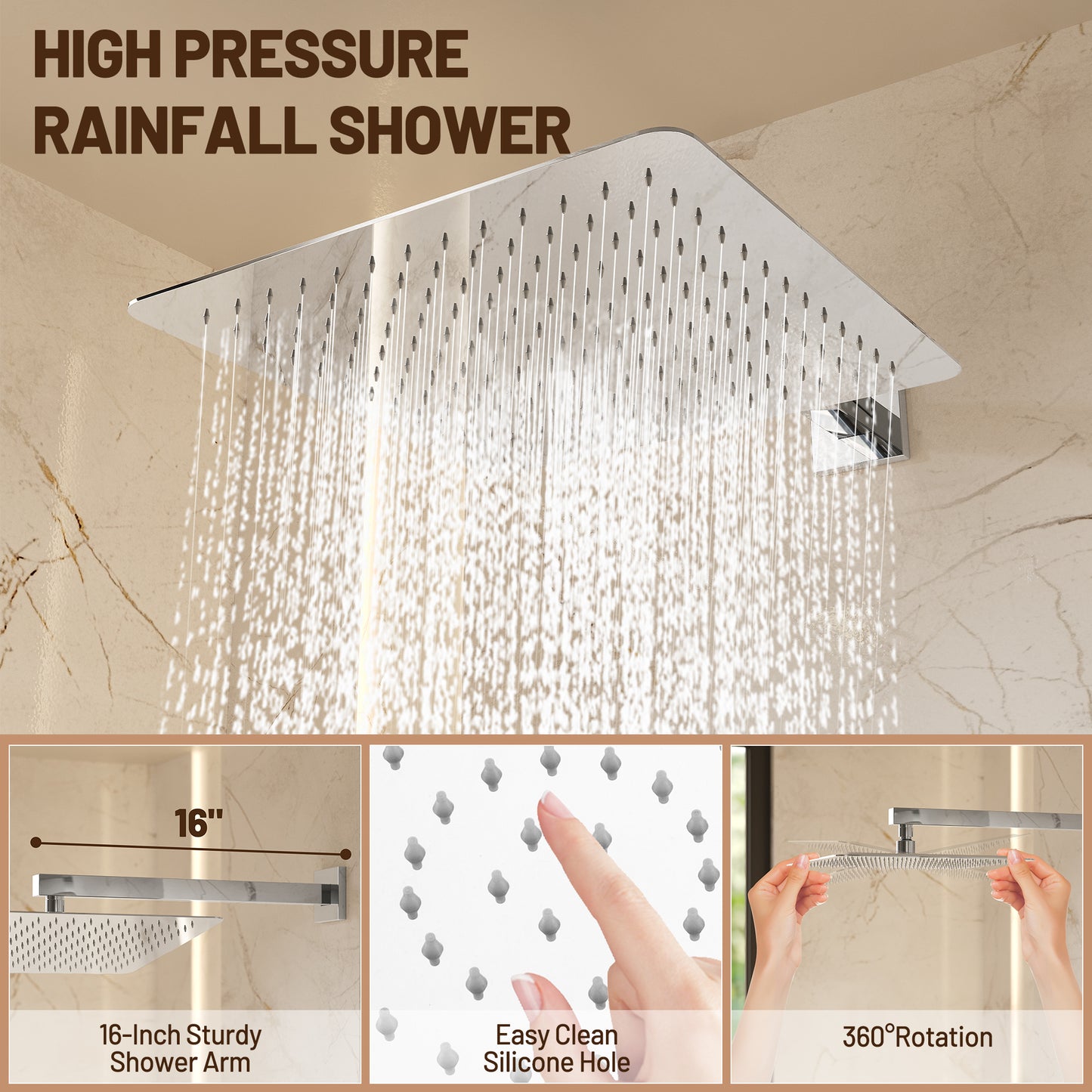 Alesco Chrome Shower System, Shower Faucet Set, 10-Inch High Pressure Rainfall Shower Heads with Handheld Spray combo, Shower Faucet Include Shower Valve and Trim Kit, Polished Chrome