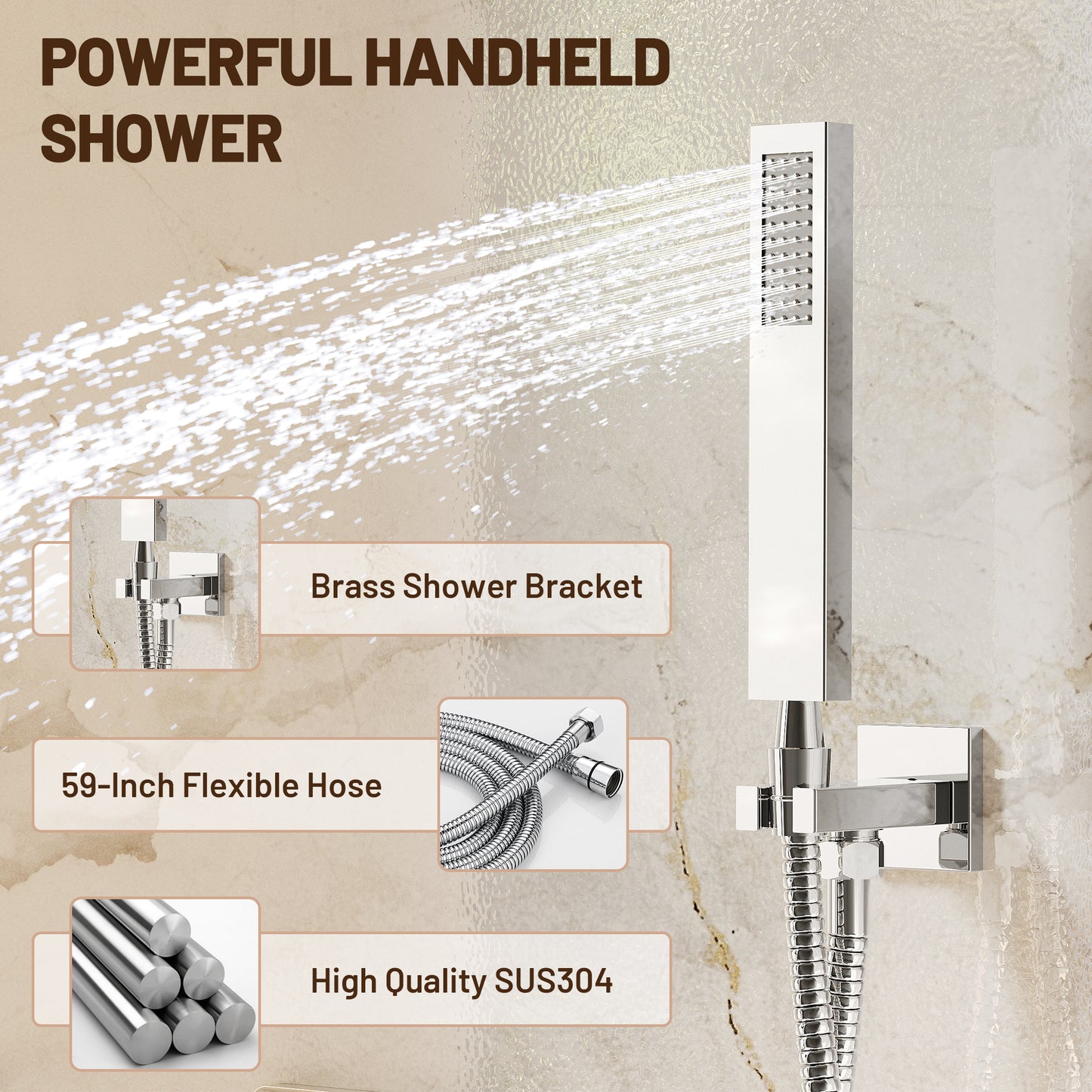 Alesco Chrome Shower System, Shower Faucet Set, 10-Inch High Pressure Rainfall Shower Heads with Handheld Spray combo, Shower Faucet Include Shower Valve and Trim Kit, Polished Chrome