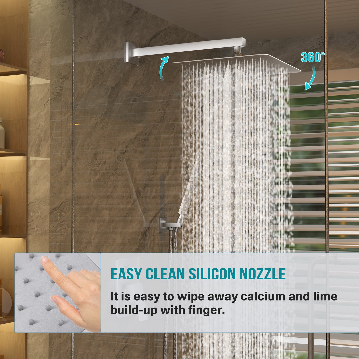 Alesco Brushed Nickel Shower System, Shower Faucet Set Complete with 10-Inch Rainfall Shower Head and High Pressure handheld spray, shower faucet Included Shower valve and trim kit, Brushed Nickel