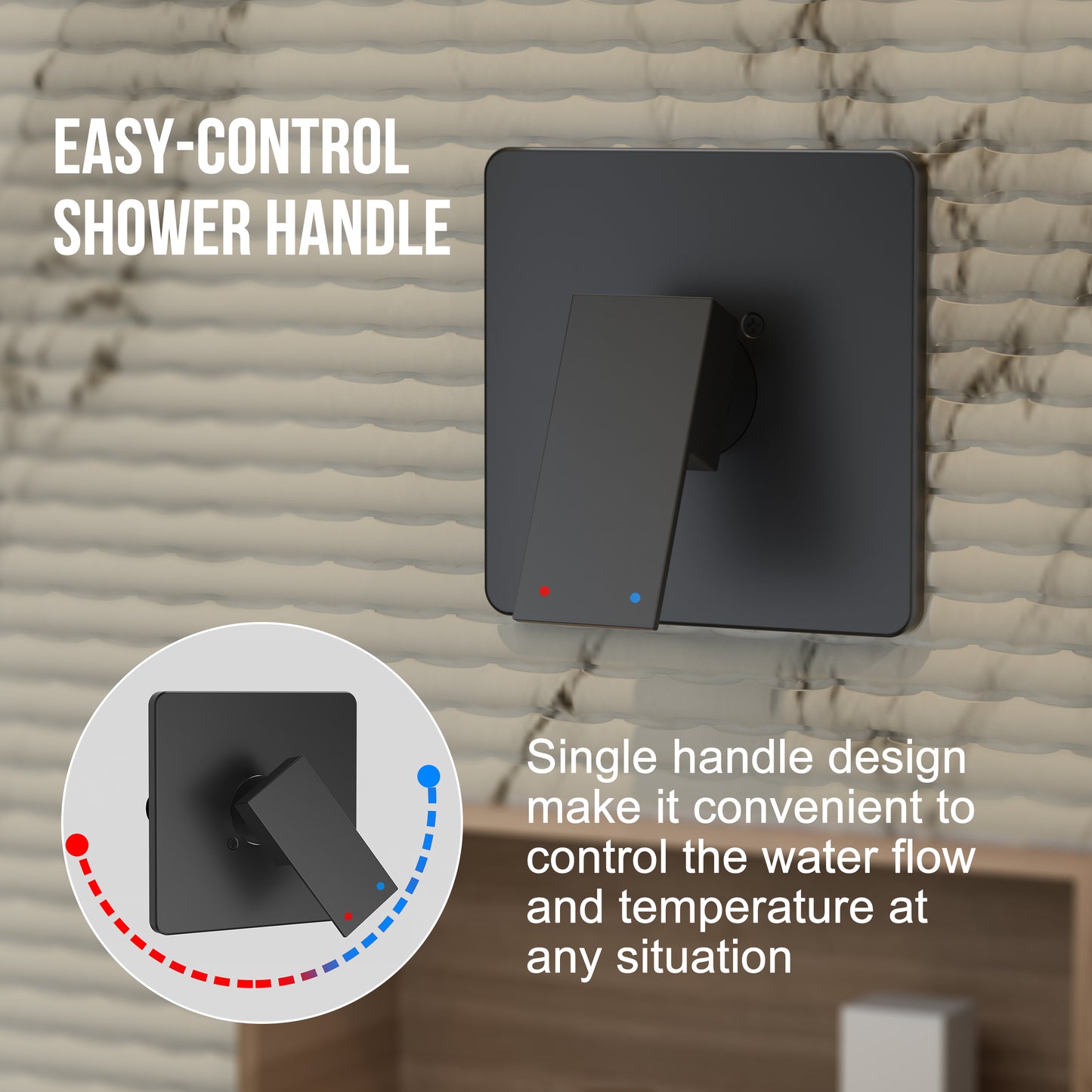 Alesco Tub Shower Faucet, Black Shower Faucet Set with 8-Inch Shower Head and Tub Spout, Shower Head and Handle Set Include Shower Valve, Tub Shower Trim Kit, Matte Black