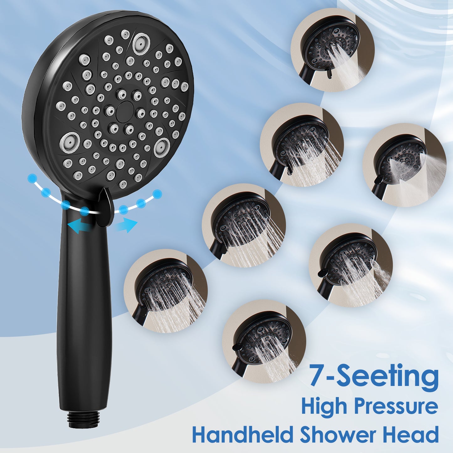 Alesco 10" Shower Heads with Handheld Spray Combo, 12" Extend Shower Arm with 3-Way Diverter Valve, High-Pressure Shower Head and 7-Setting Handheld Shower Head, Dual Shower Heads, Matte Black(B0D6GDC7FK)