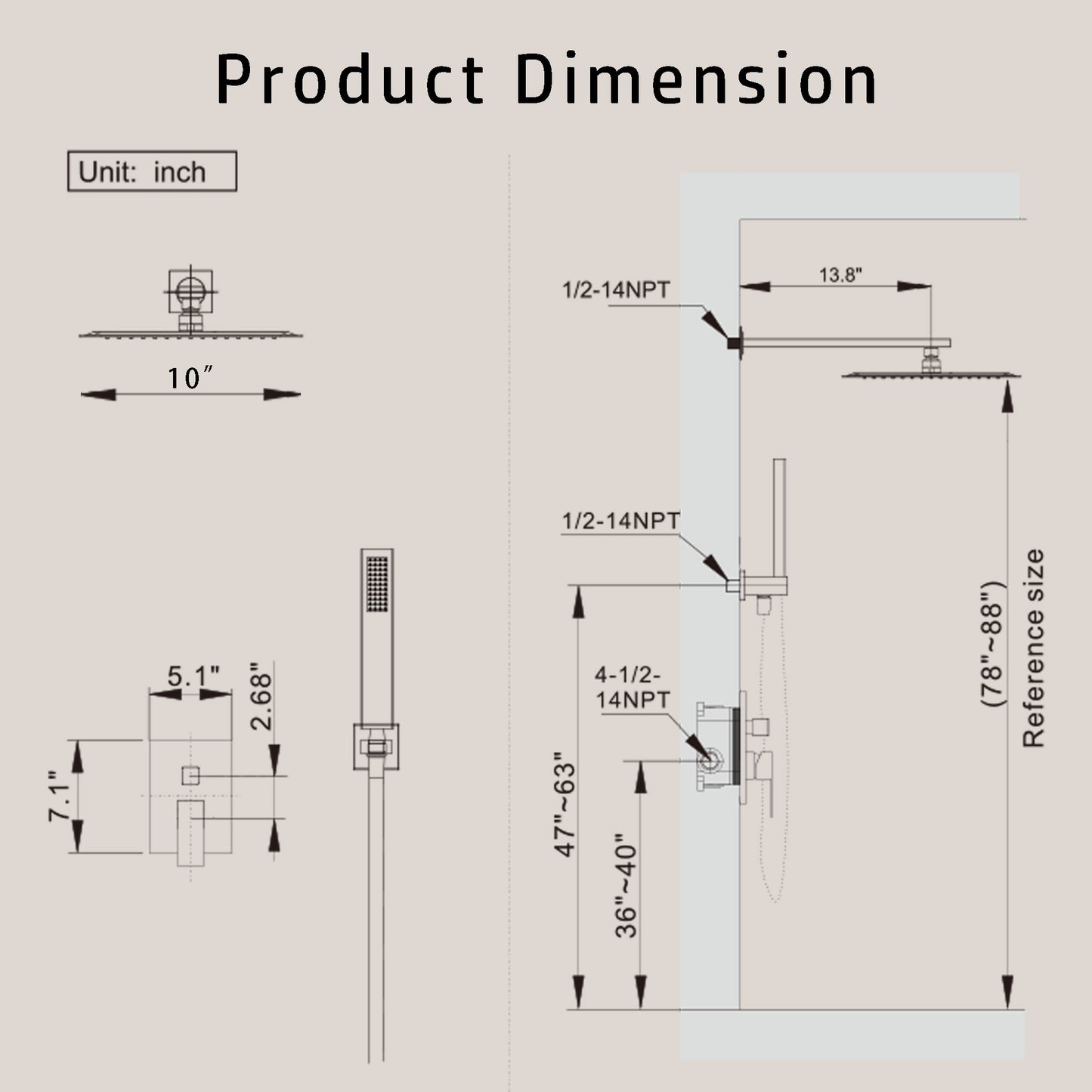 Alesco Chrome Shower System, Shower Faucet Set, 10-Inch High Pressure Rainfall Shower Heads with Handheld Spray combo, Shower Faucet Include Shower Valve and Trim Kit, Polished Chrome